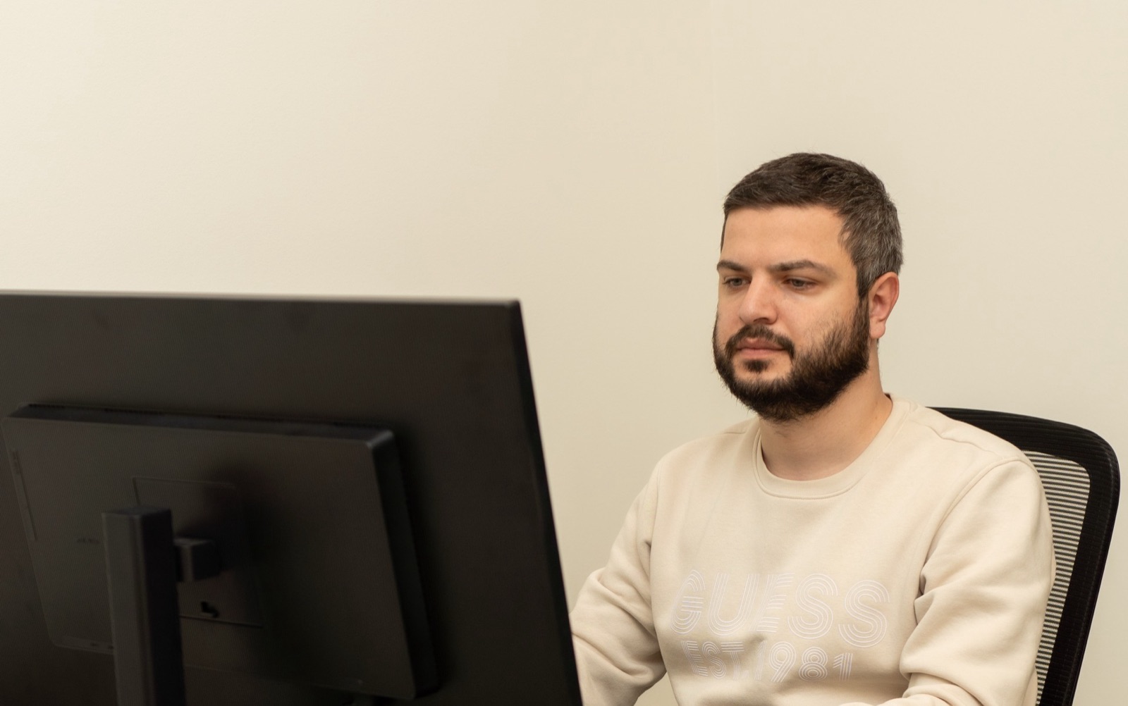 Dispatcher working at monitor